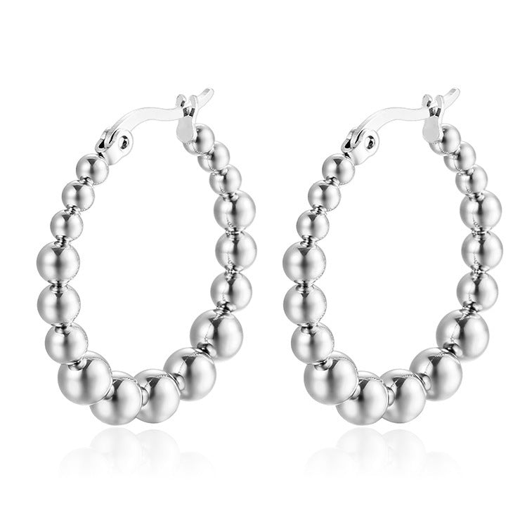 Stainless Steel Ball Bead Stud Earrings