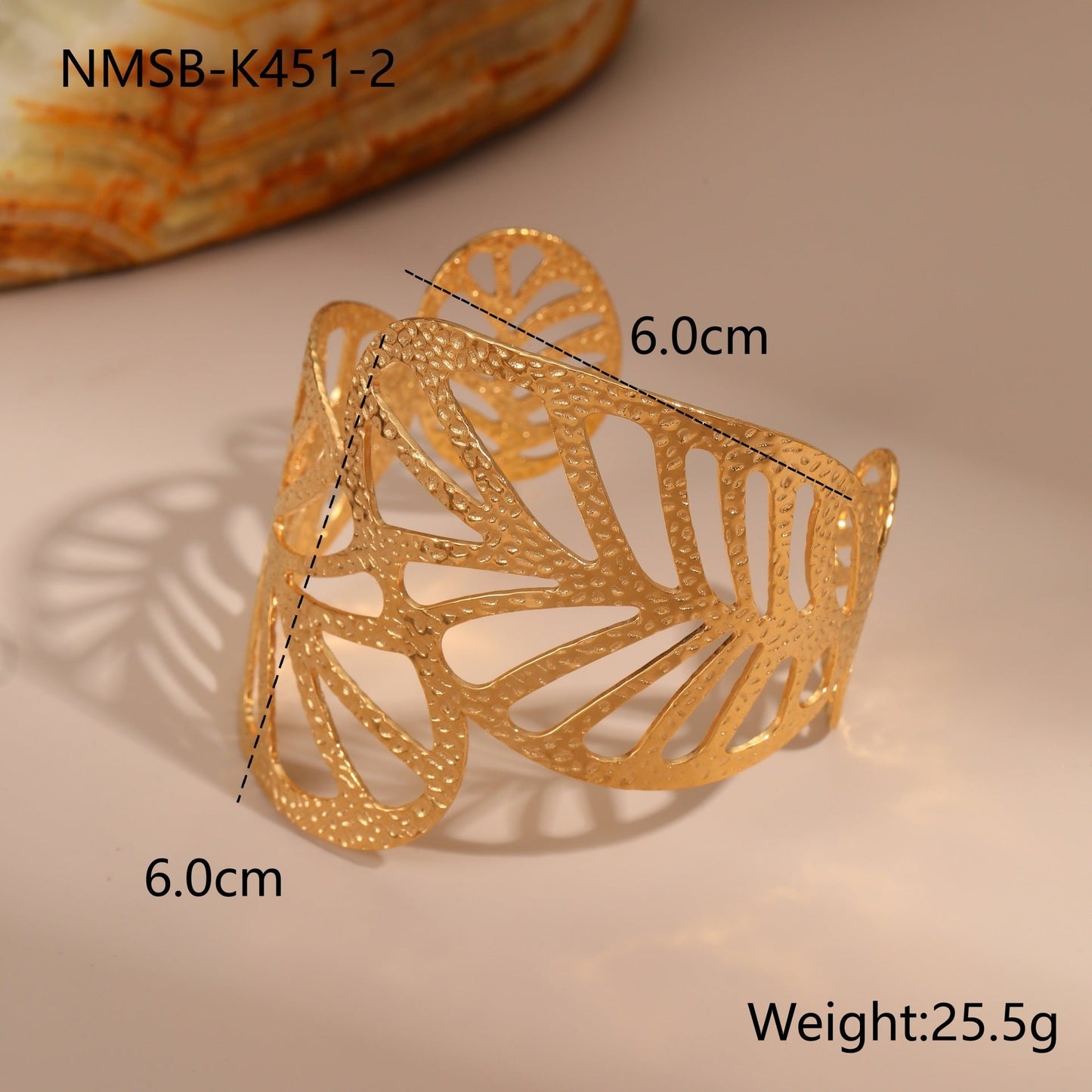 Elegant Stainless Steel Leaf Charm Wristband Bracelet