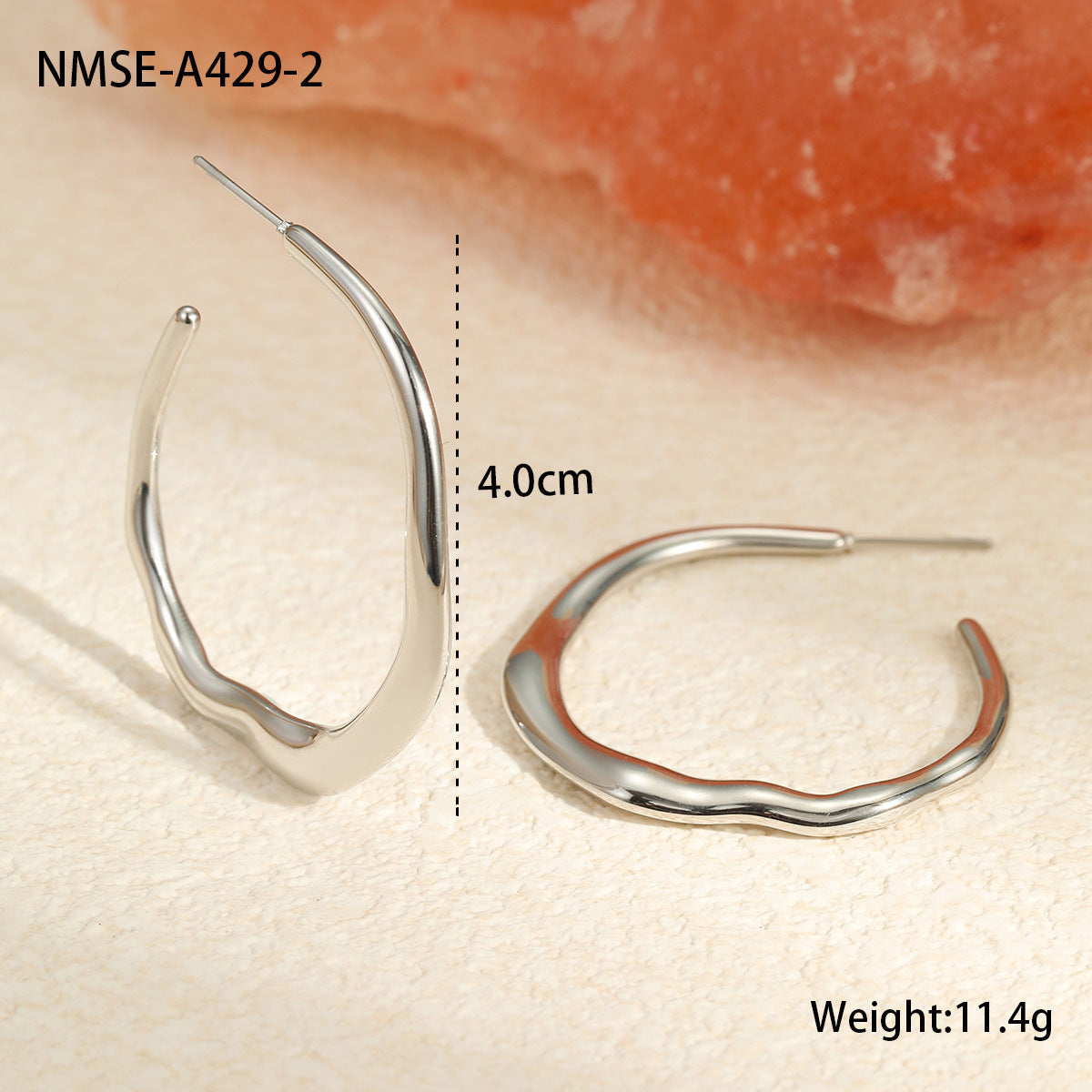 C-Ring Hoop Earrings Stainless Steel 18K Gold Plated