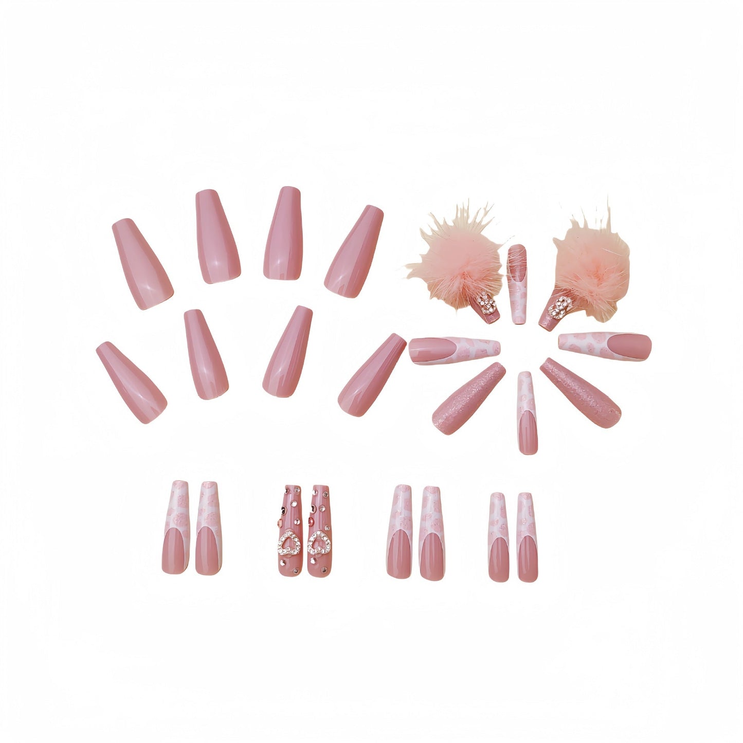 Gentle Girl Wearable Fake Nails: Cotton Candy Ball & Diamond
