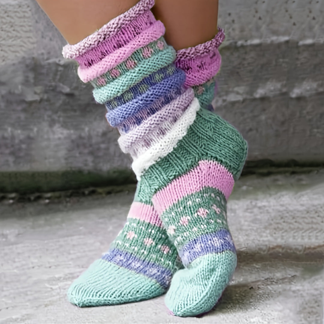 Fashion Warm Wool Blend Color Match Socks
