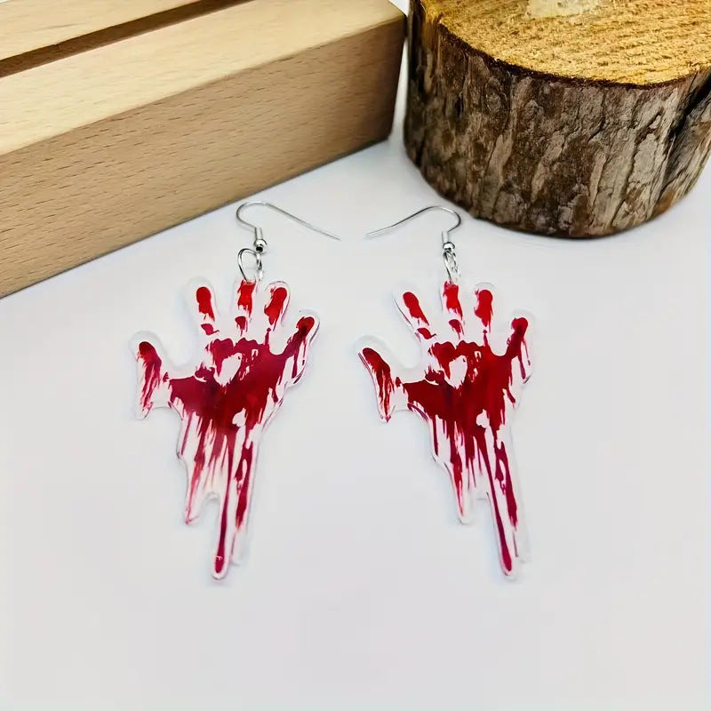 Creative Halloween Bleeding Palm Dangle Earrings