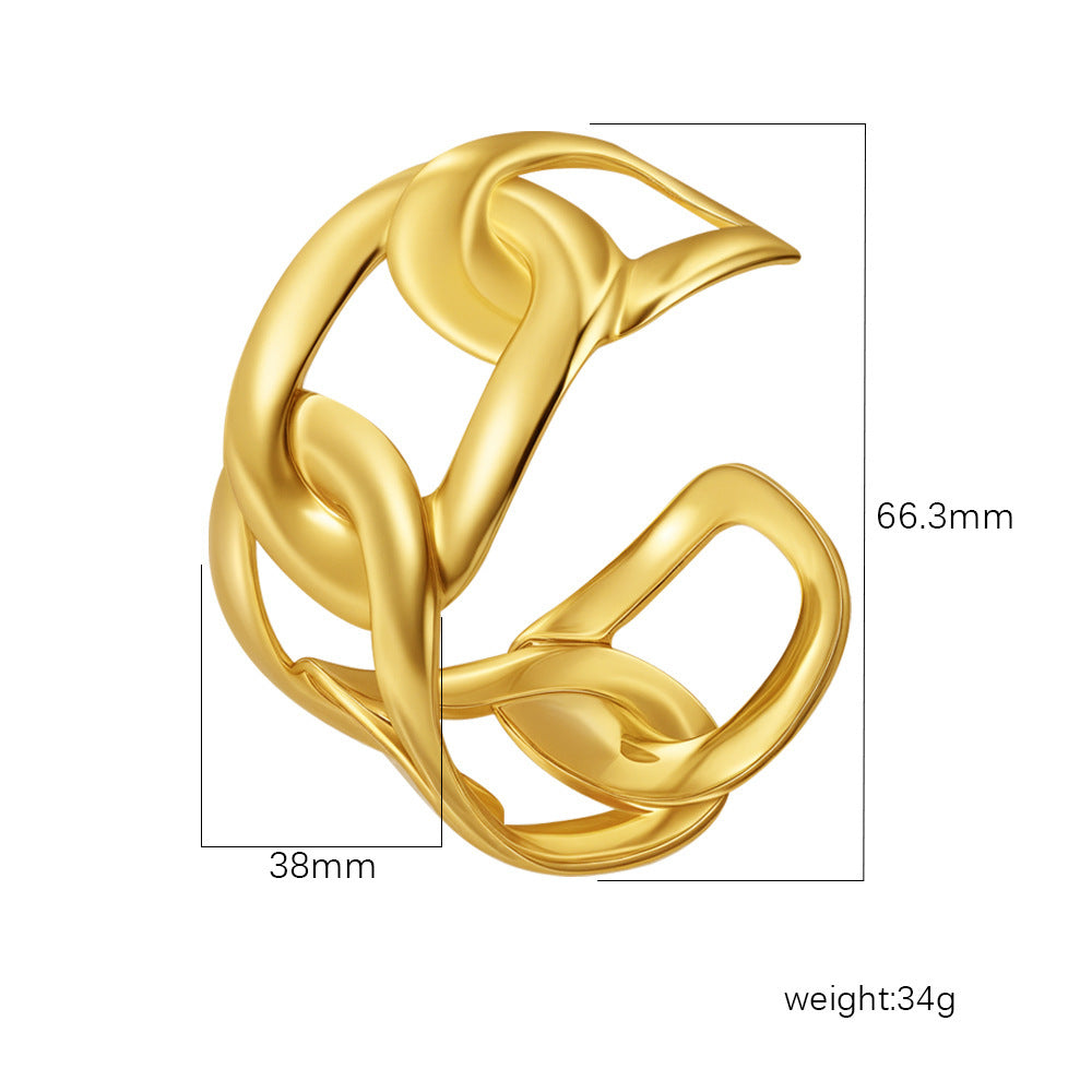 Chic Women's Open-End Stainless Steel C-Shaped Cuff Bracelet