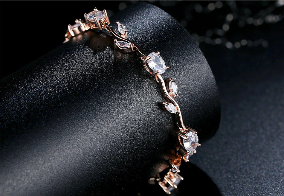Elegant Crystal Plated Link Bracelet