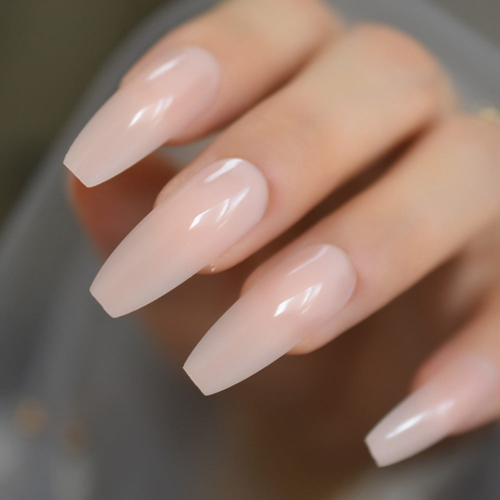 Elegant Nude Extra Long Wearable Fake Nails