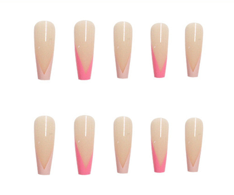 Elegant Long White Tip Coffin Shape Fake Nails