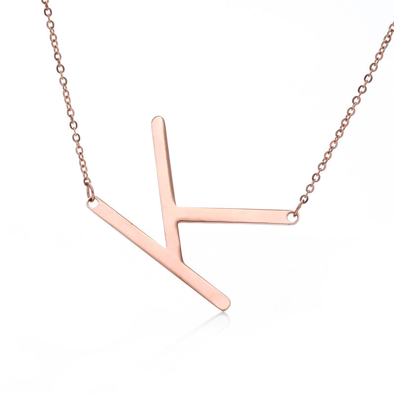 Rose Gold Plated Initial Letter Pendant Necklace