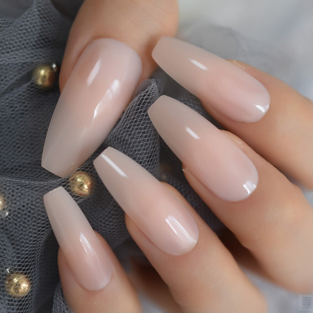 Elegant Nude Extra Long Wearable Fake Nails
