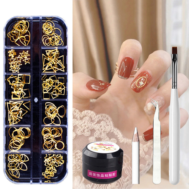 Mixed Box Nail Decorations: Metal Rivets & Rhinestones