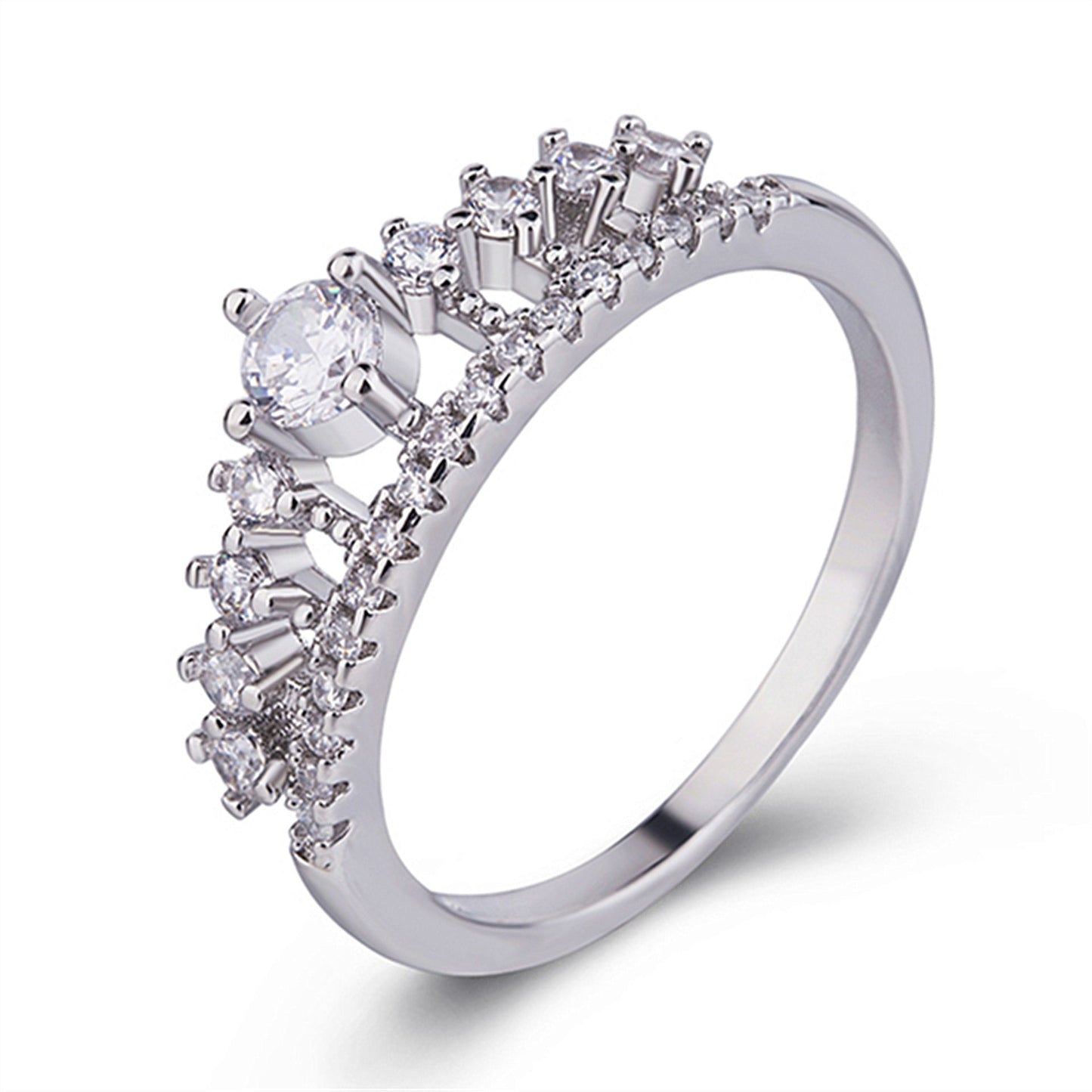 Women's Micro-Set Rhinestone Crown Ring