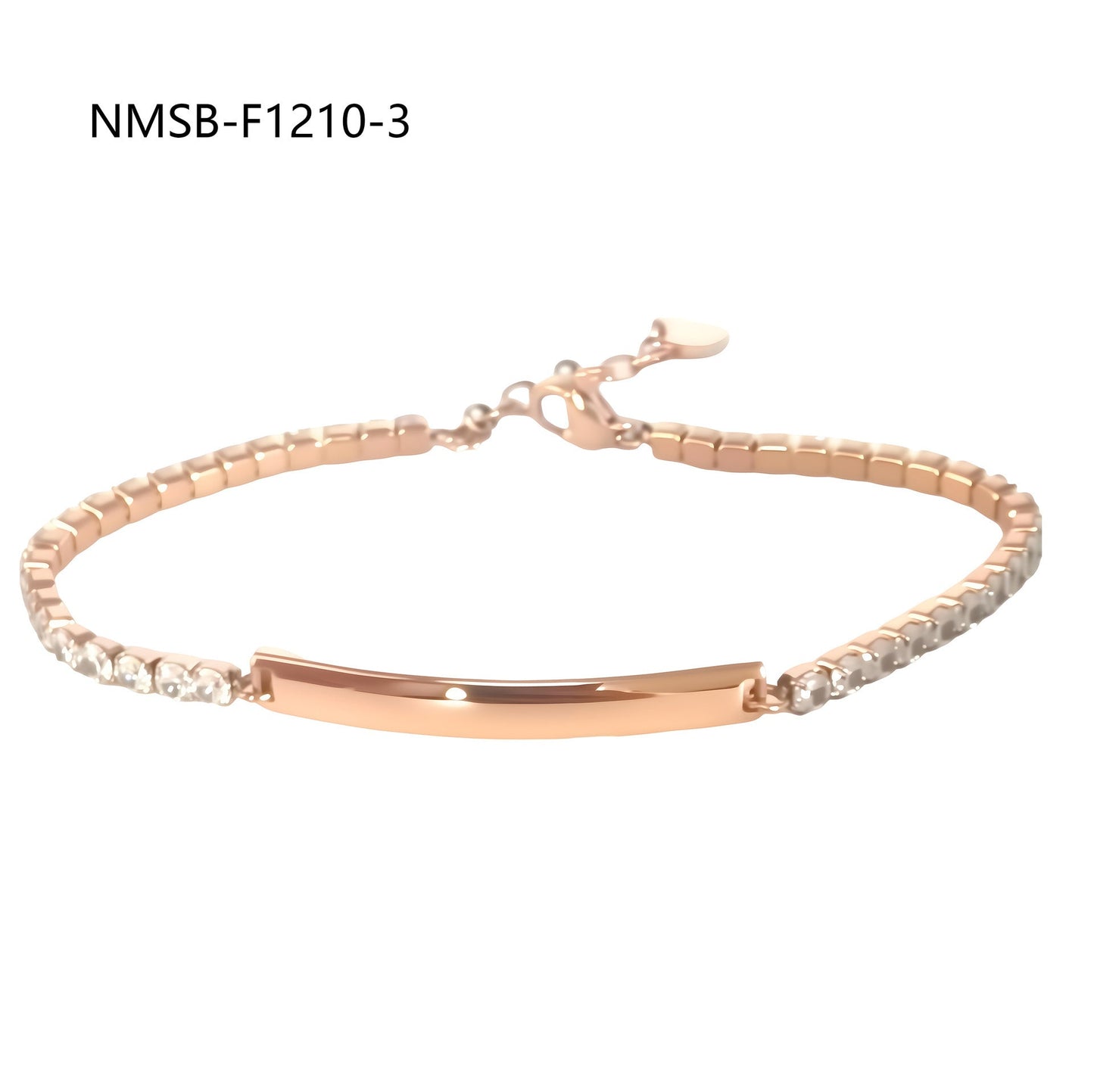 Diamond-Embedded Lettering Charm Bracelet