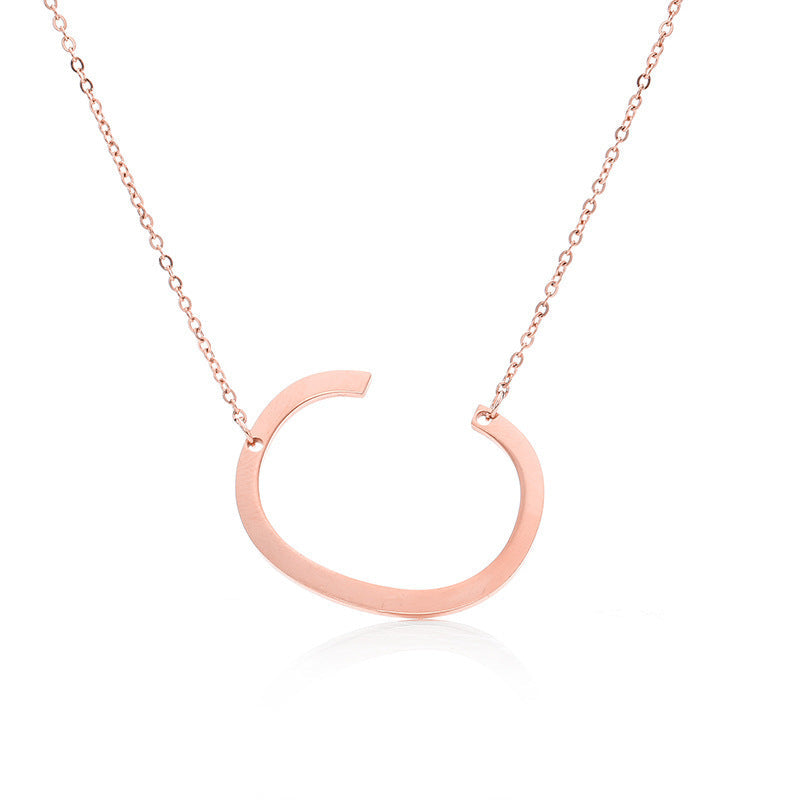 Rose Gold Plated Initial Letter Pendant Necklace