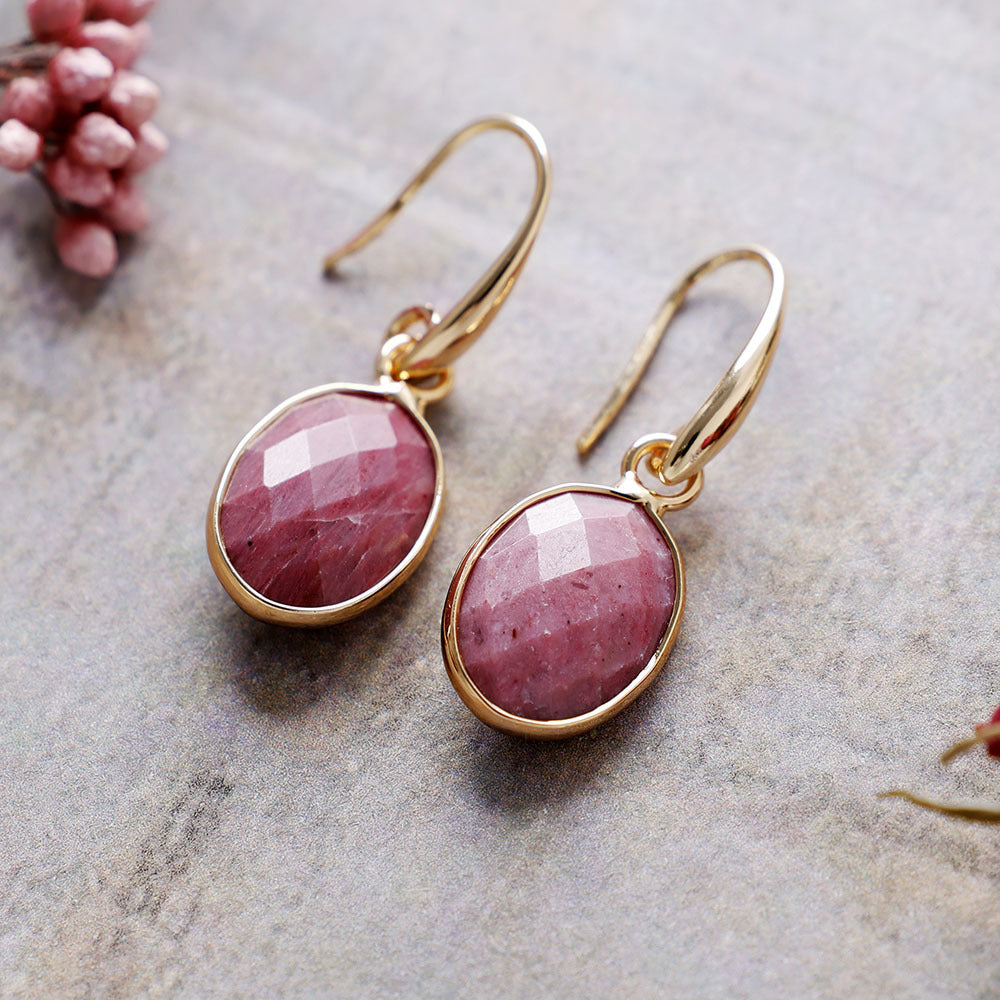 Natural Stone Crystal Ear Hook Earrings