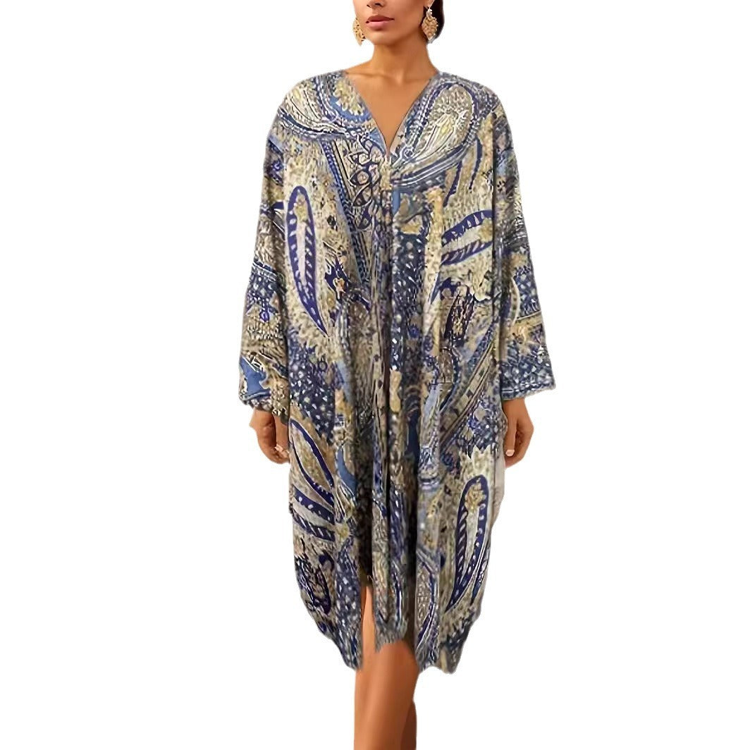 Women's Loose Aztec Cardigan Cloak