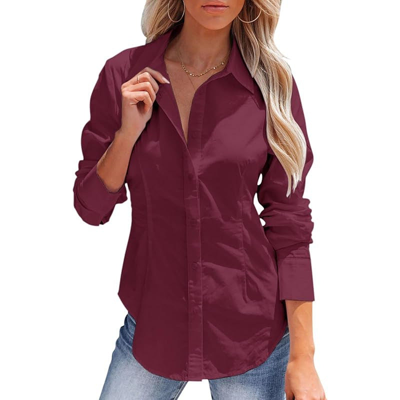 Pure Color Office Temperament Shirt Top