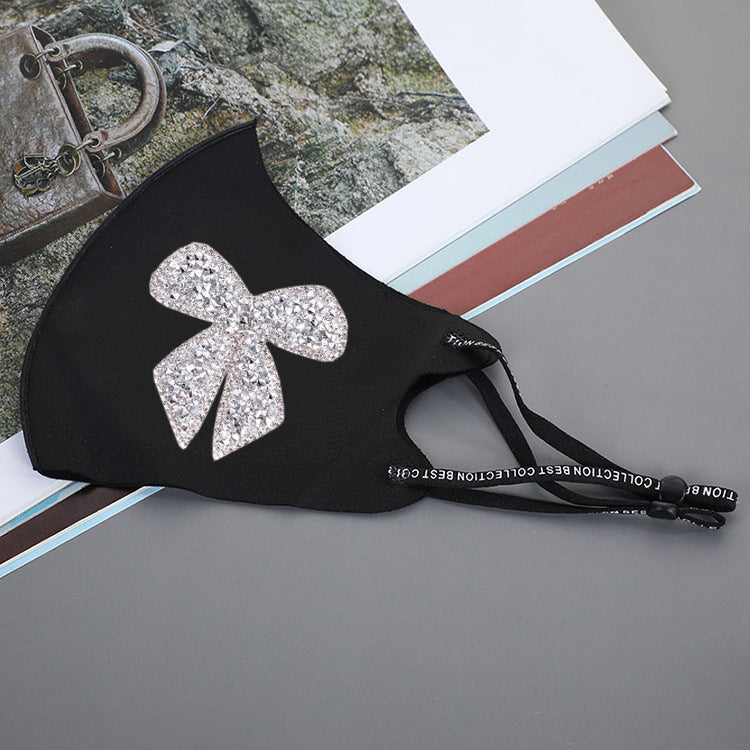 Rhinestone Smiley Butterfly Pattern Sun Block Face Mask