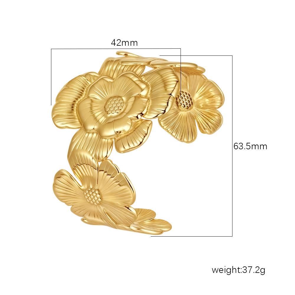 Chic Women's Open-End Stainless Steel C-Shaped Cuff Bracelet