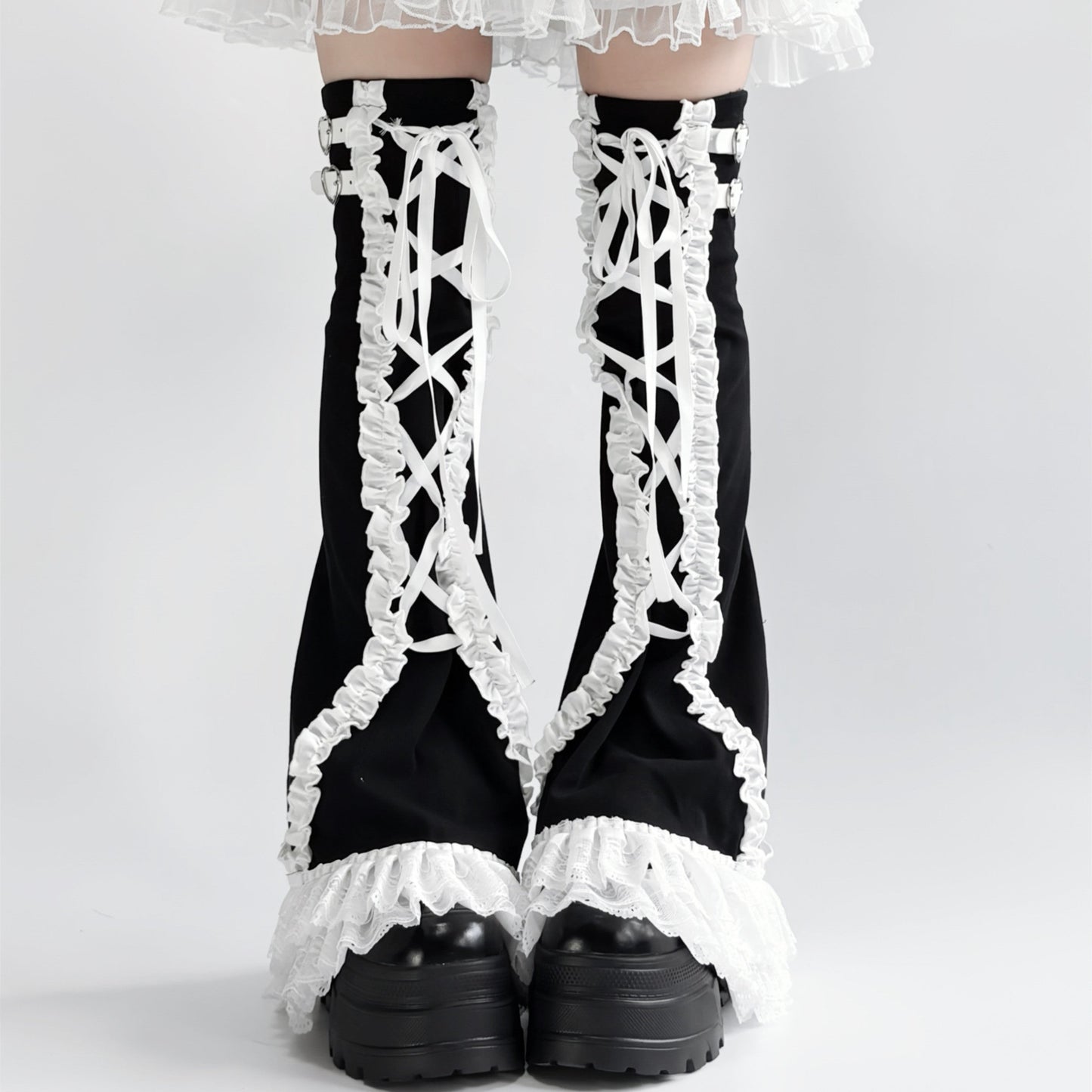 Versatile Lace Trim Over-the-Calf Slimming Socks