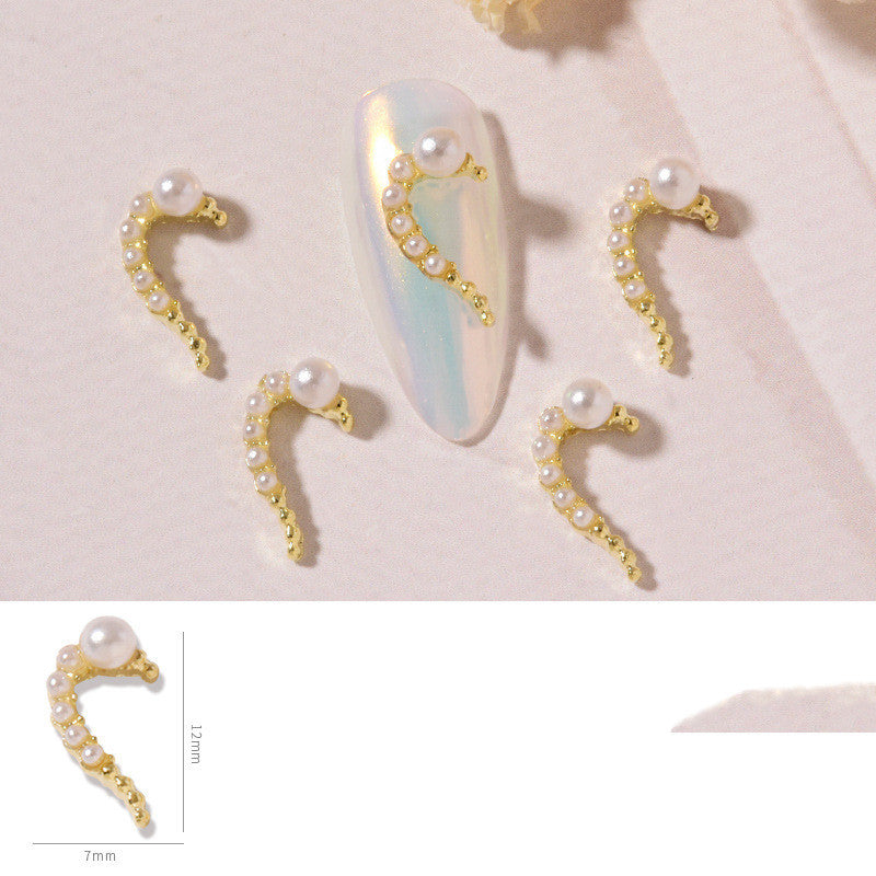 Rhinestone & Alloy Heart Nail Decoration Set