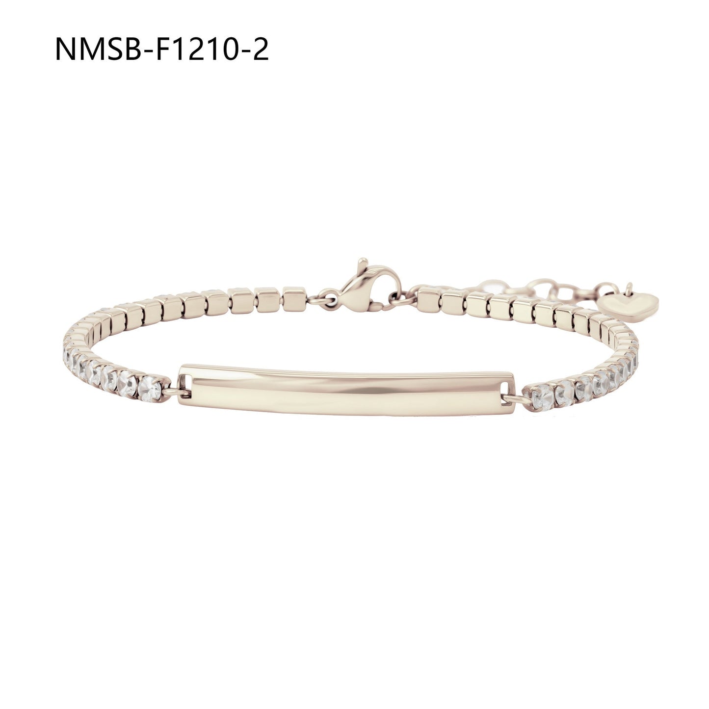 Diamond-Embedded Lettering Charm Bracelet