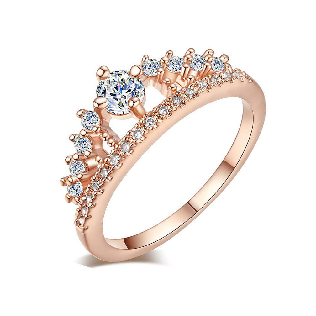 Women's Micro-Set Rhinestone Crown Ring