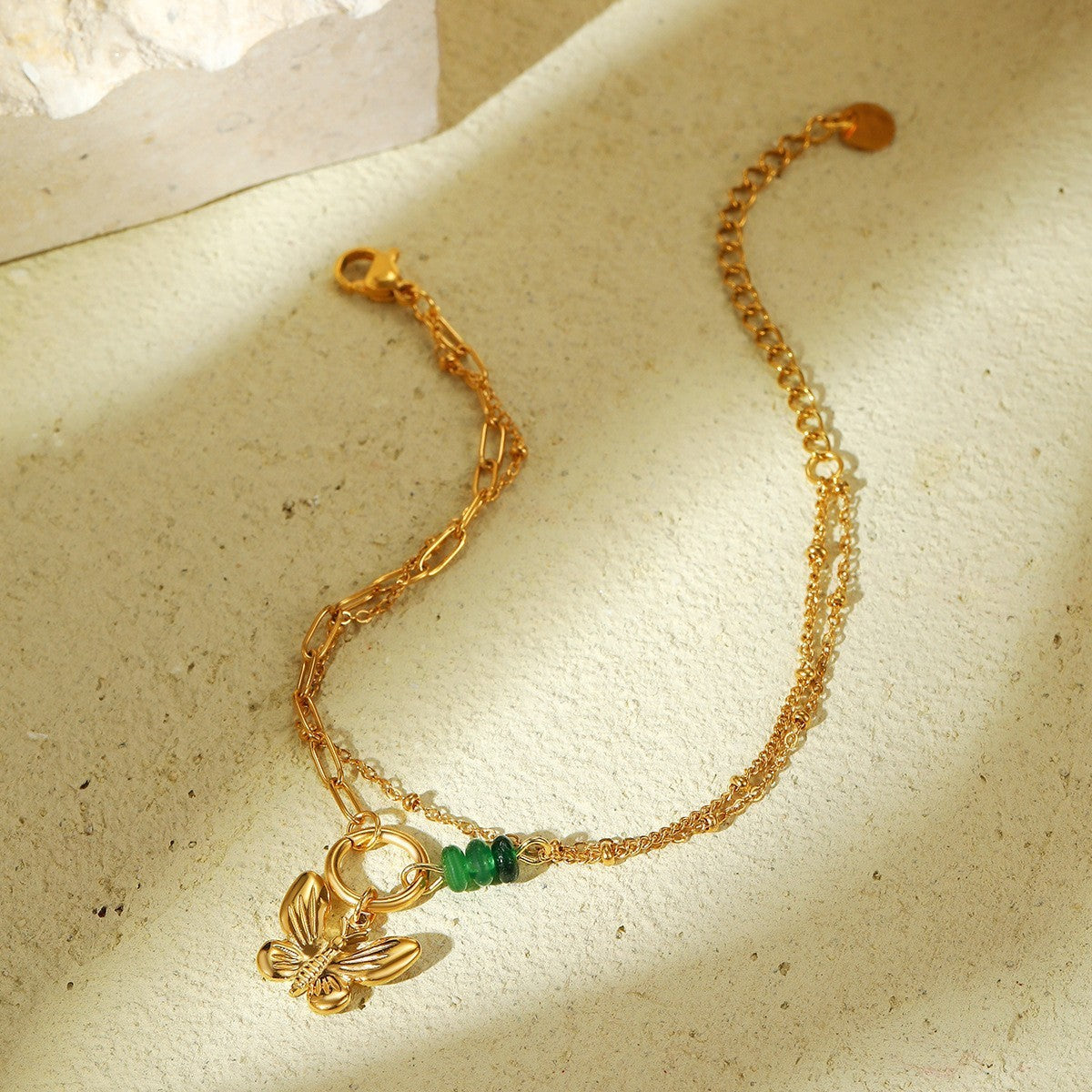 Durable Niche Ins Stainless Steel Natural Stone/Pearl Bangle