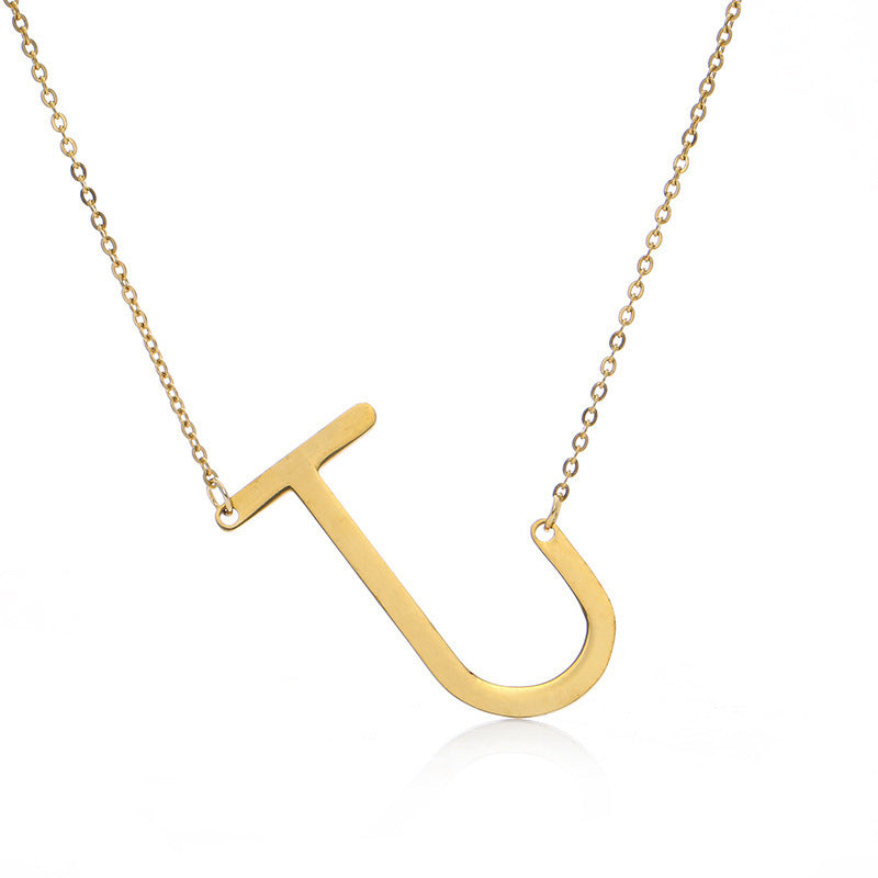 Rose Gold Plated Initial Letter Pendant Necklace