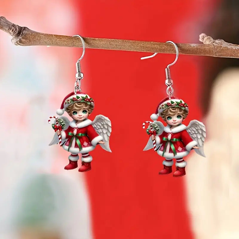 Acrylic Christmas Ornaments Little Angel Dangle Earrings