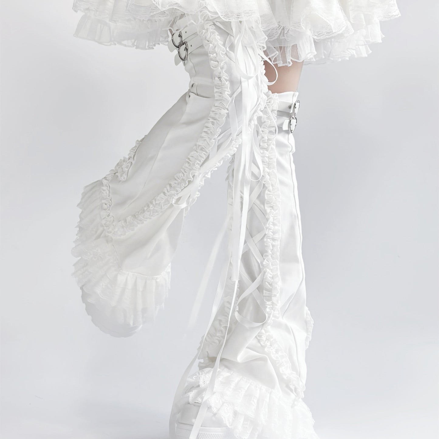 Versatile Lace Trim Over-the-Calf Slimming Socks