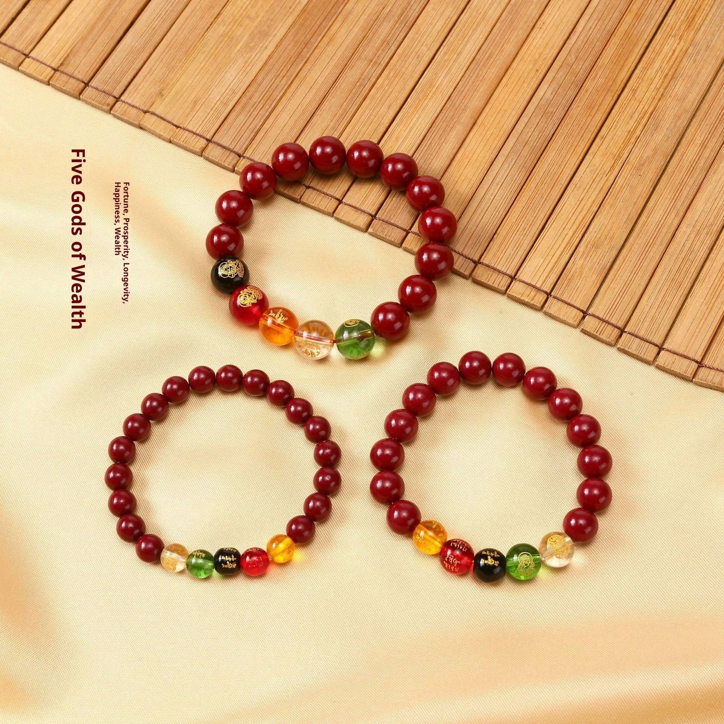 New Five Gods of Wealth Cinnabar Lucky Bead Bracelet