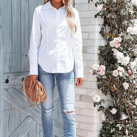 Pure Color Office Temperament Shirt Top