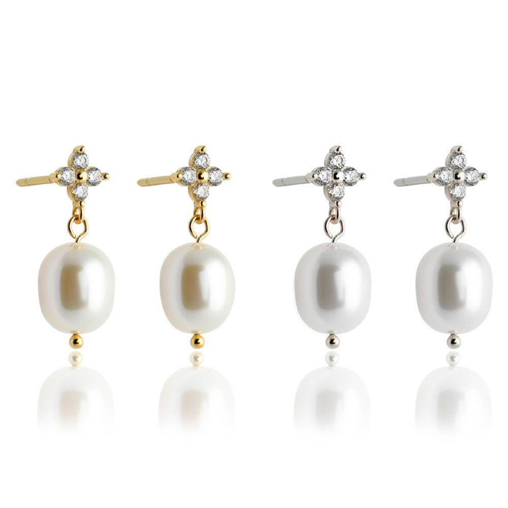 High-Grade S925 Silver Zircon Stud Earrings