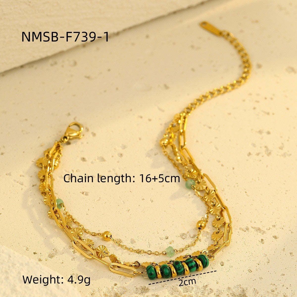 Durable Niche Ins Stainless Steel Natural Stone/Pearl Bangle