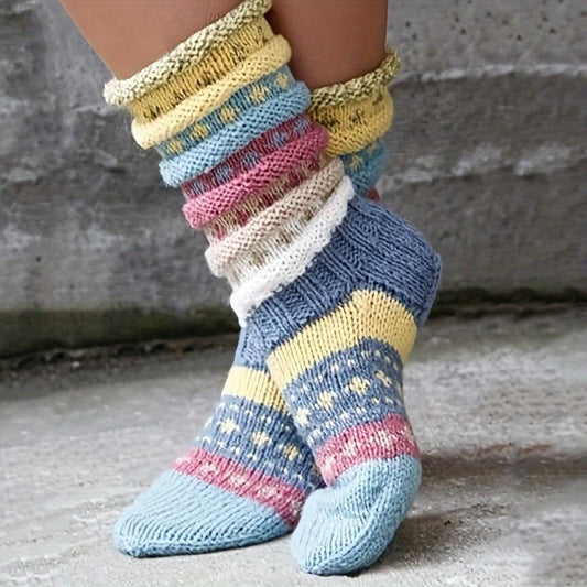 Fashion Warm Wool Blend Color Match Socks