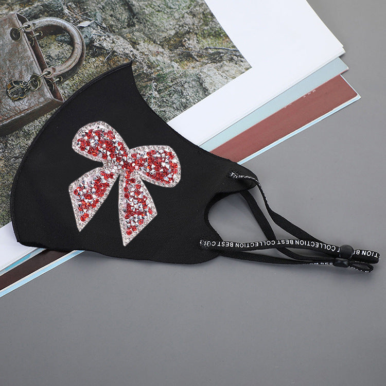 Rhinestone Smiley Butterfly Pattern Sun Block Face Mask