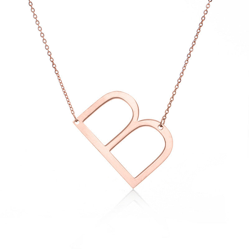 Rose Gold Plated Initial Letter Pendant Necklace