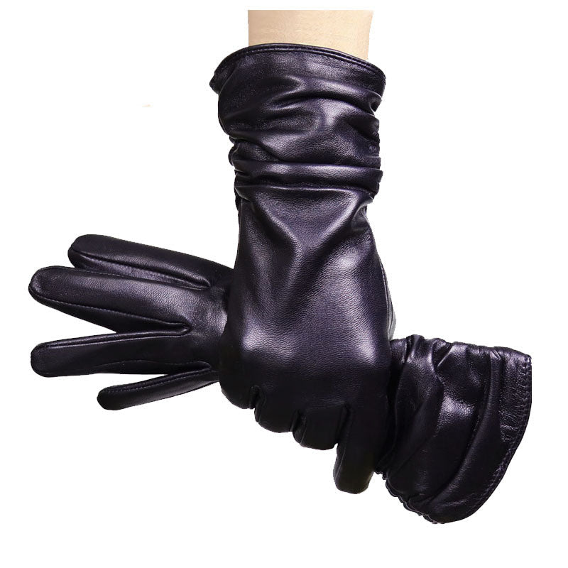 Luxury Long Women's Genuine Sheepskin Leather Gloves