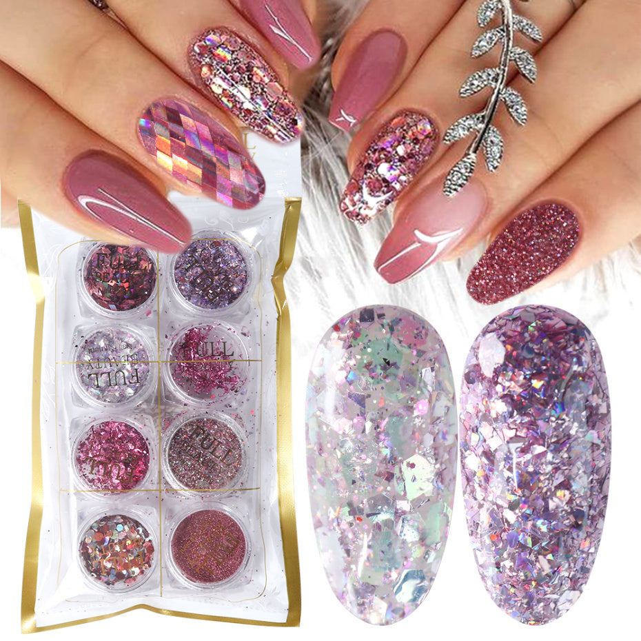 Nail Art Flakes & Chrome Powder Set