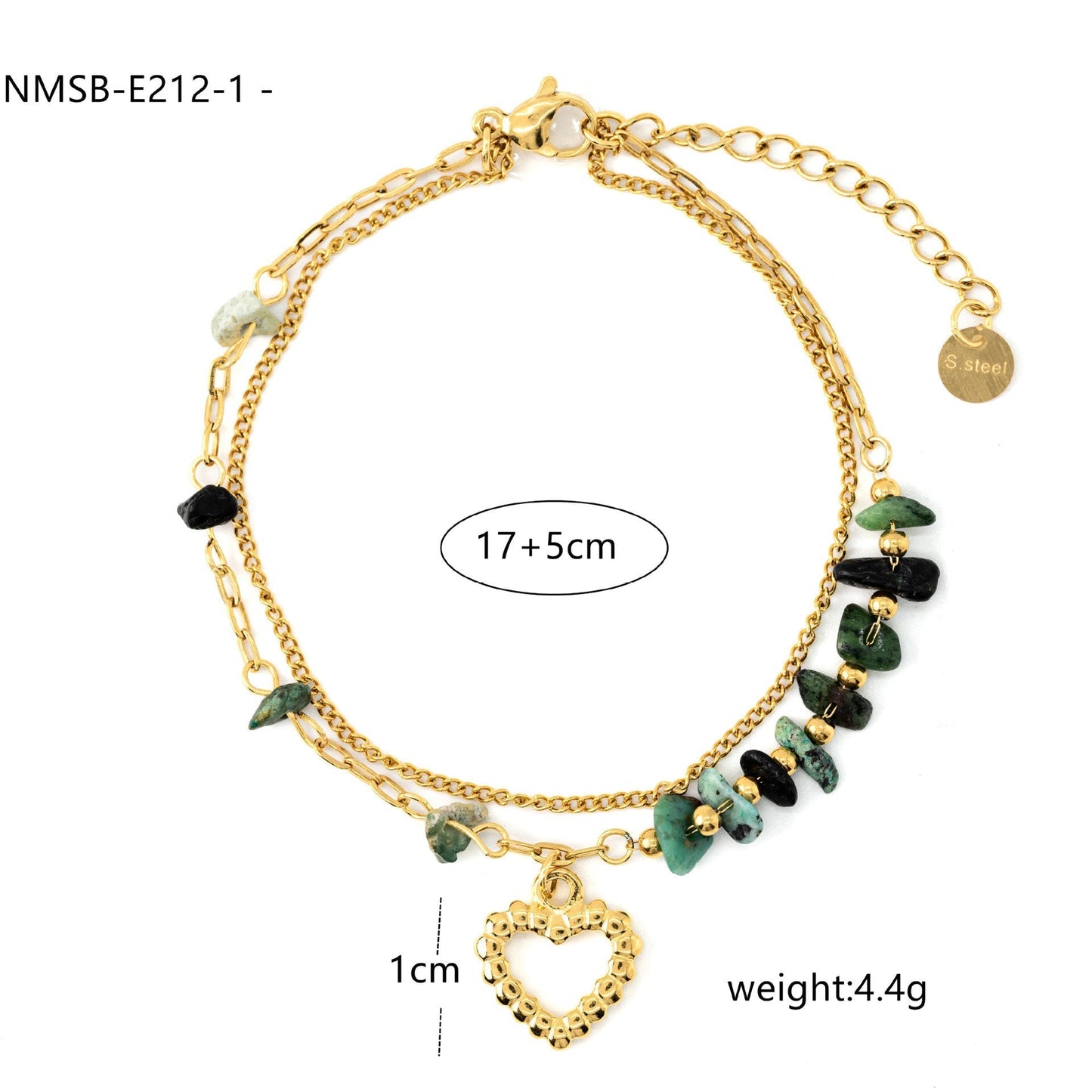 Durable Niche Ins Stainless Steel Natural Stone/Pearl Bangle