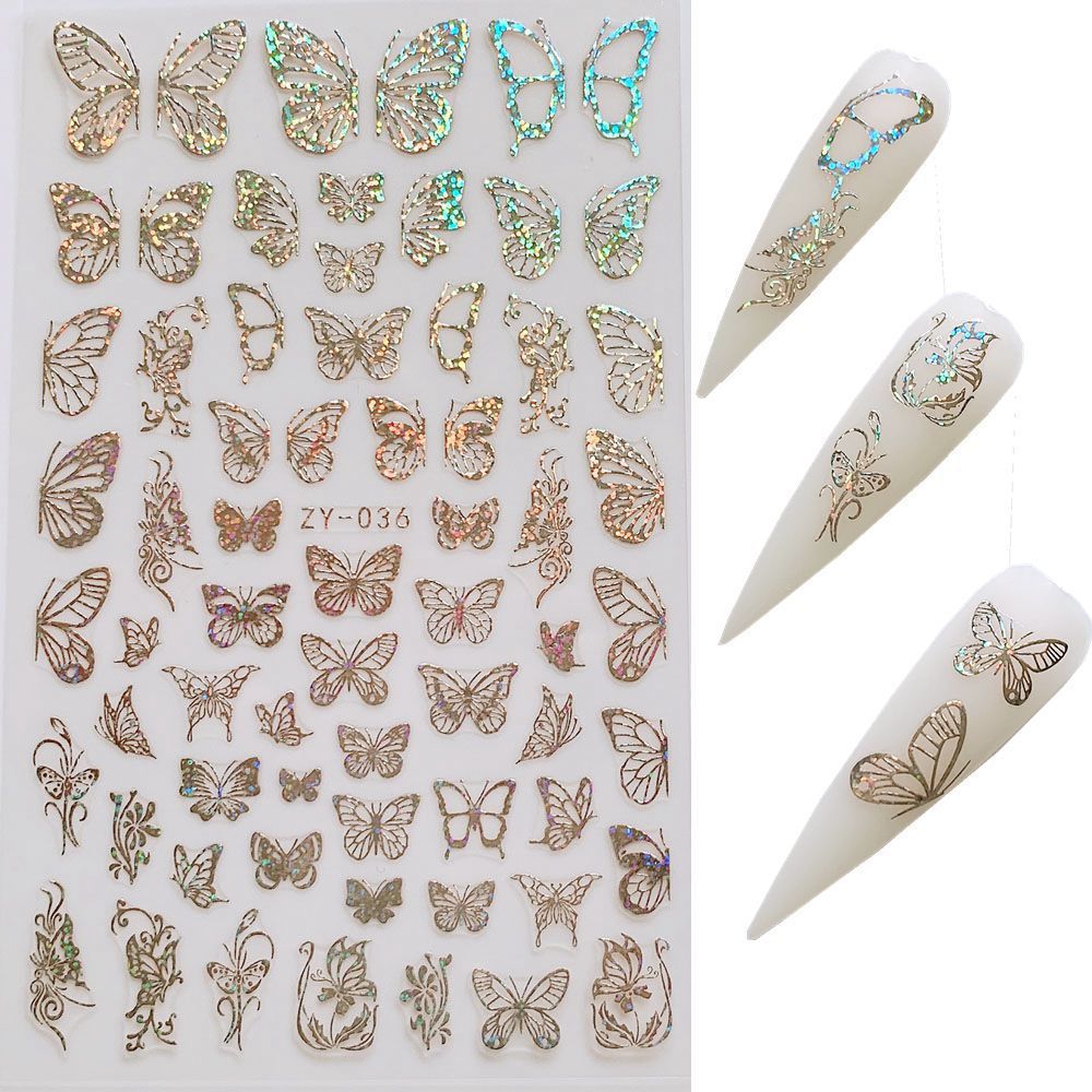 Shimmering Bronzed Butterfly Nail Decals