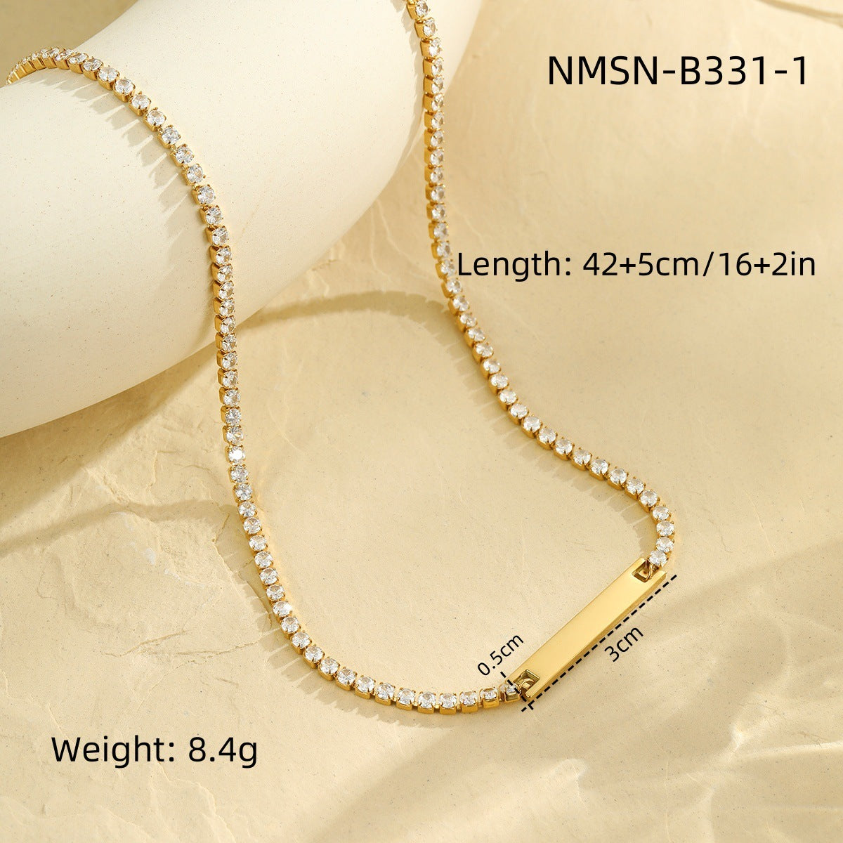 Diamond-Embedded Lettering Charm Bracelet