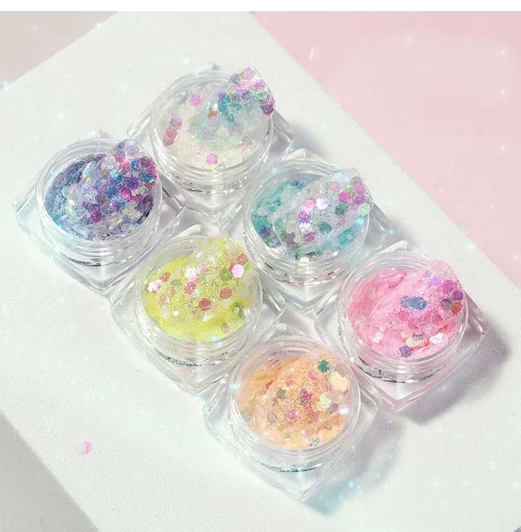 Holographic Luminous Nail Glitter Flake Set