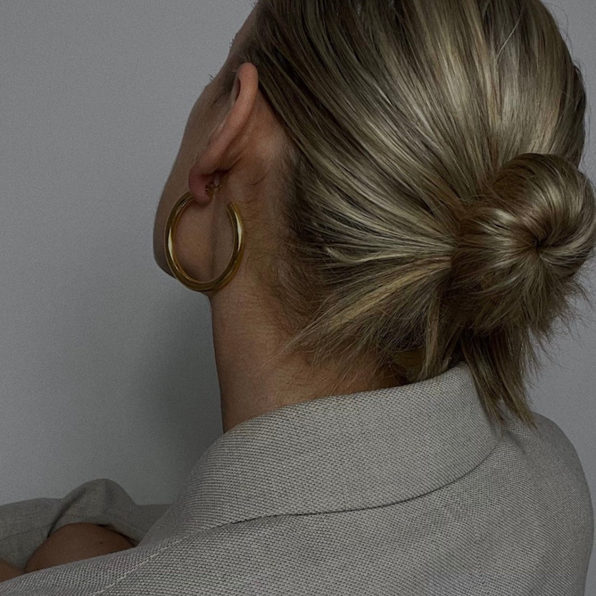 Chunky Copper Gold-Plated Statement Hoop Earrings