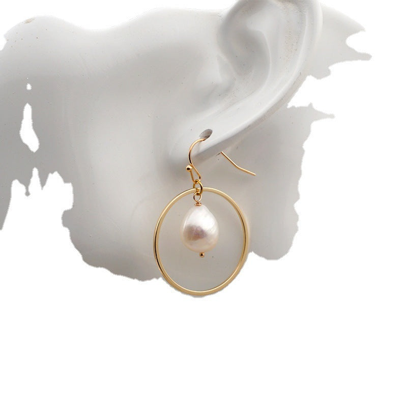 Baroque Pearl Statement Hoop Earrings