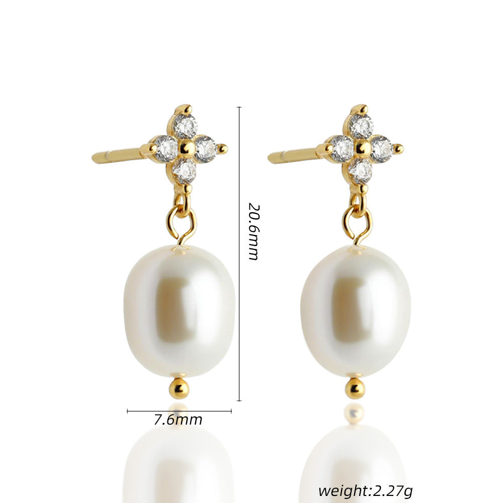 High-Grade S925 Silver Zircon Stud Earrings