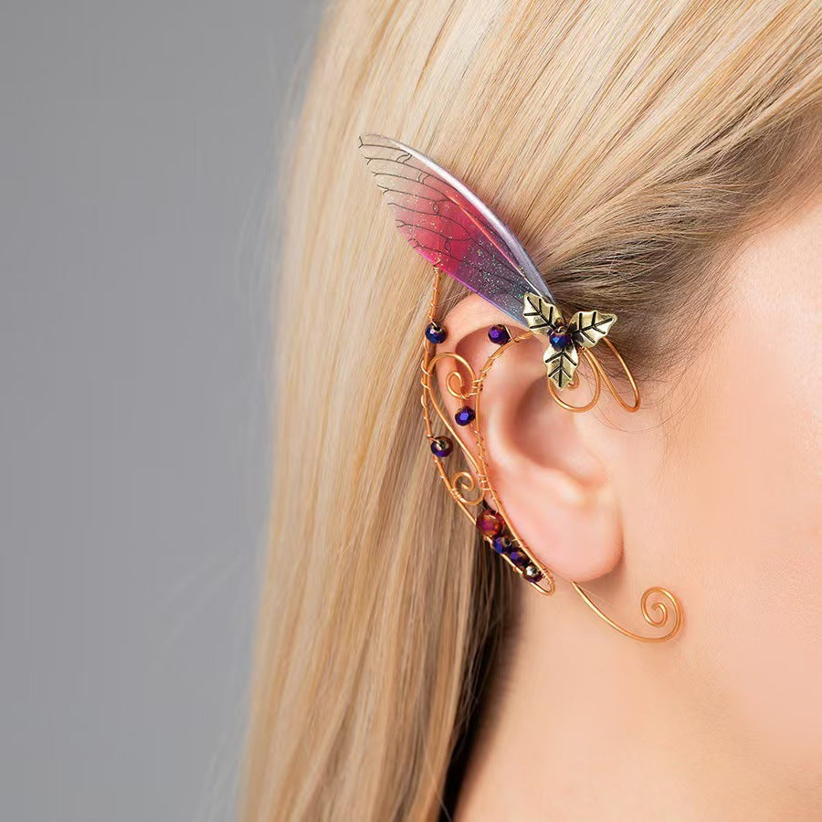Elegant Women's Crystal Wing Non-Pierced Ear Cuff