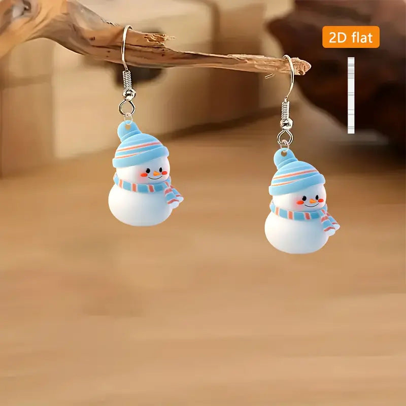 Charming Cartoon Snowman Holiday Earrings