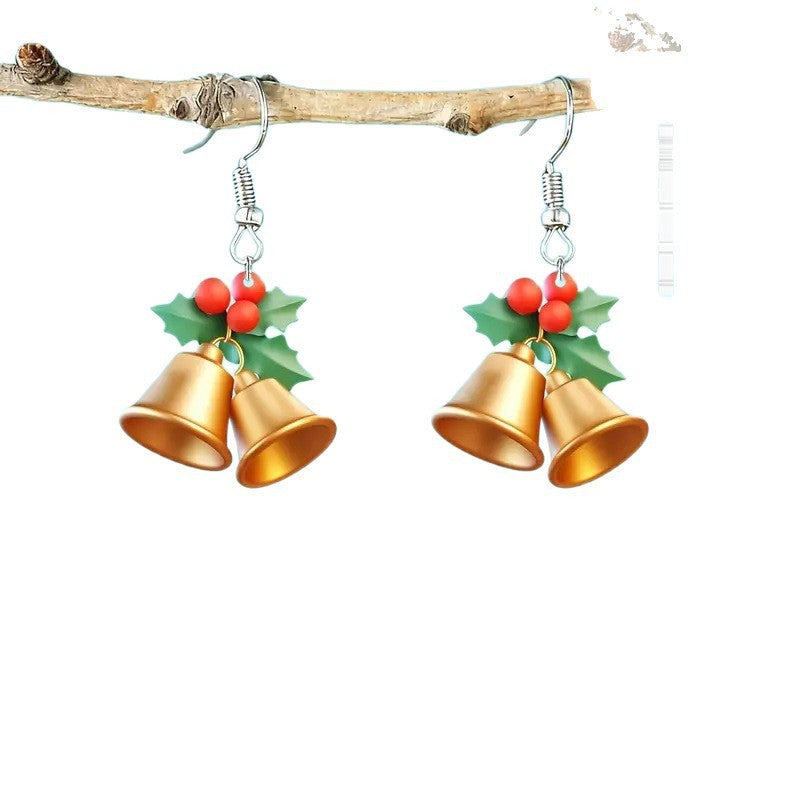 Cute Holiday Tree and Bell Charm Casual Earrings