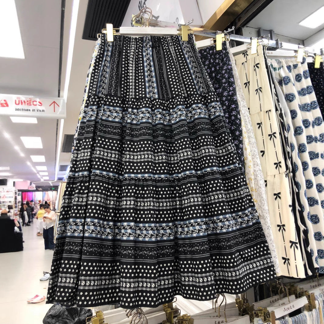 Women's Polka Dot Contrast Stitching Slimming Skirt