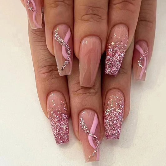 Stylish Mid-Length Wearable Ballet Fake Nails